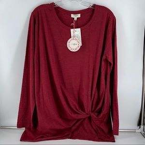 Rust Long Sleeve Front Tie Tee